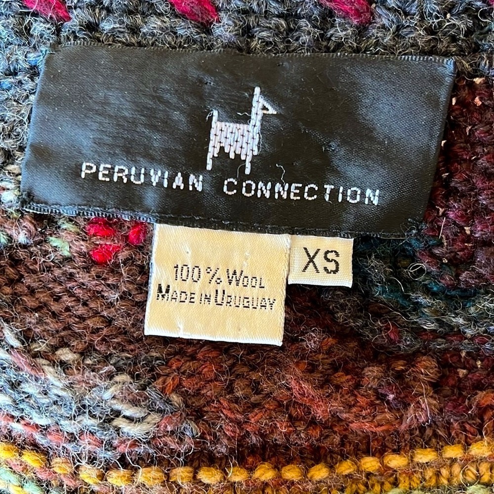 Peruvian Connection 100% Wool Cardigan Sweater Bu… - image 12